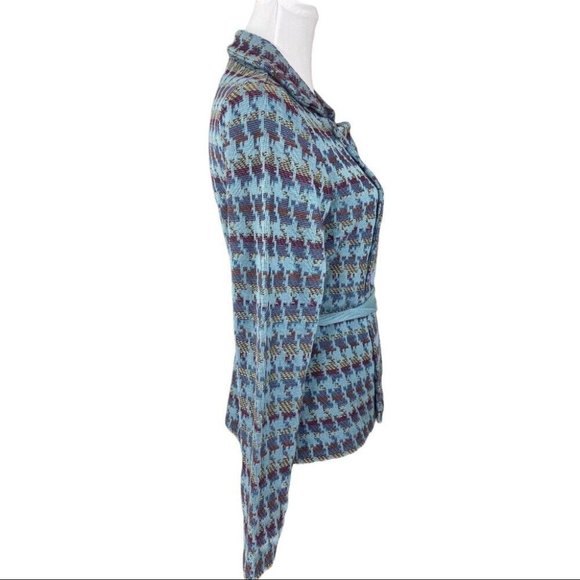 Shu-Shu Women's NWT Blue Button Tie Waist‎ Convertible Western Knit Jacket M/C42 - Picture 4 of 8